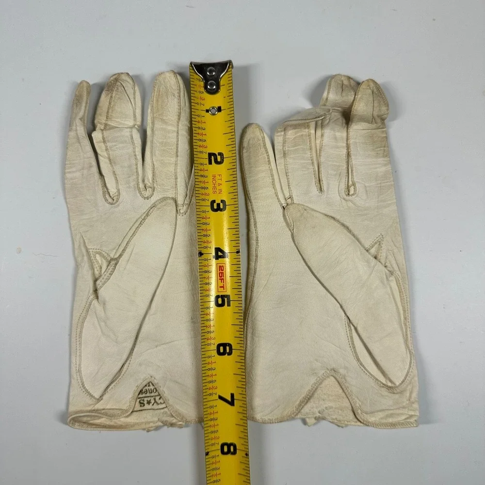 Macy's Marchioness Gloves Ivory Washable Leather Made in Italy Bow Womens Size 7